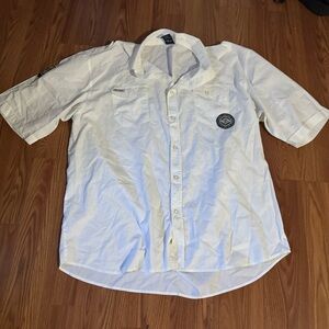 Enyce Men's Casual White Logo Patch Short Sleeve Button Down Shirt Size 5XL NWOT